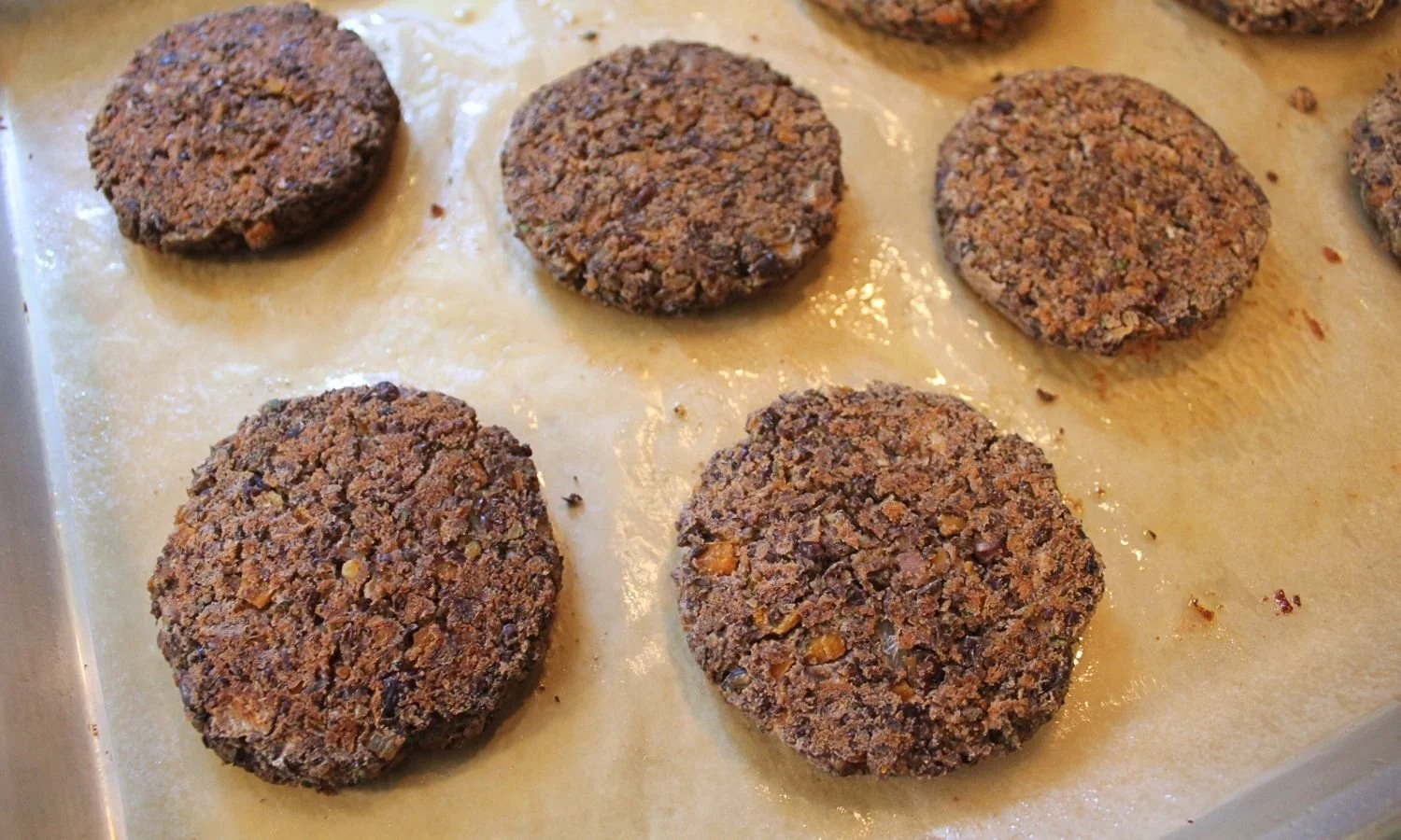 tray of black bean and lentil cakes