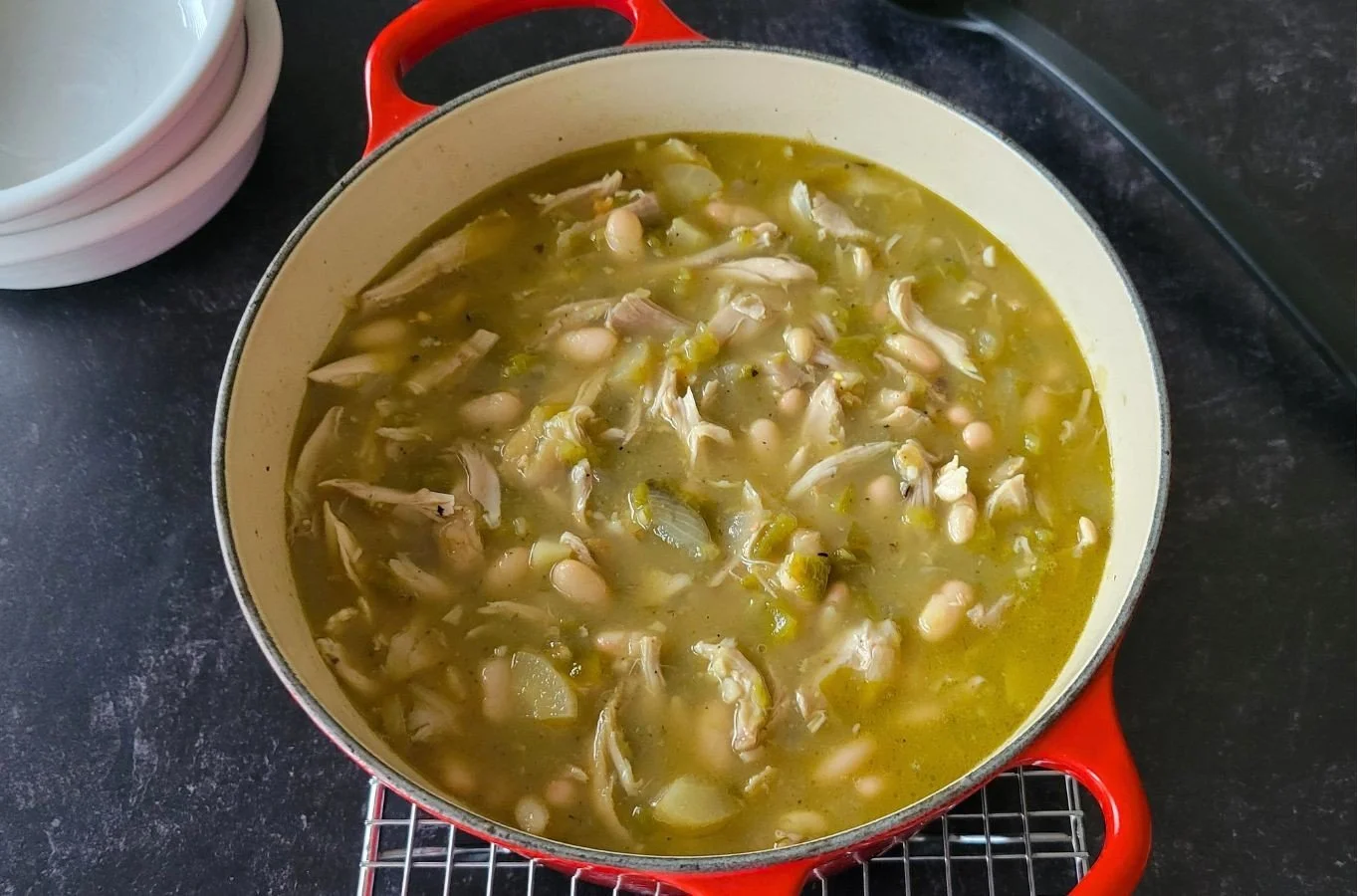 pot of Green Chicken Chili