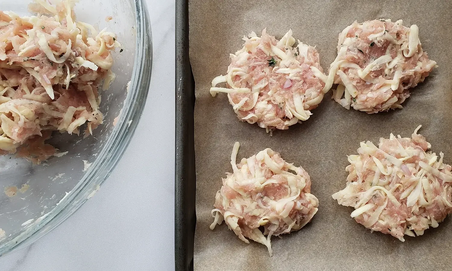 raw chicken hashbrown fritters
