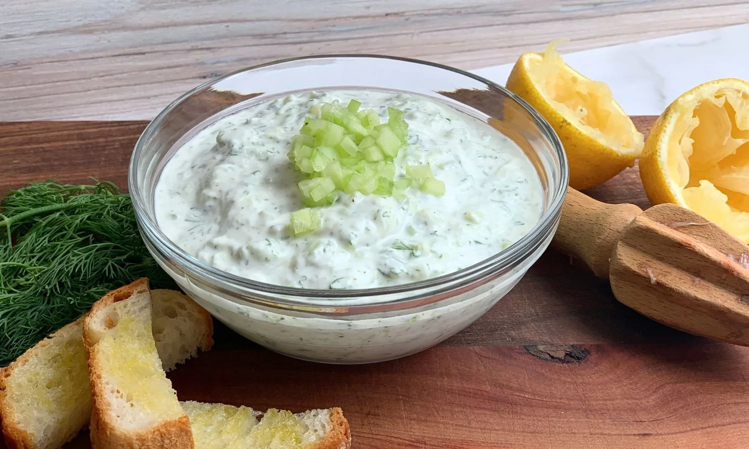 Dairy Free Tzatziki in bowl