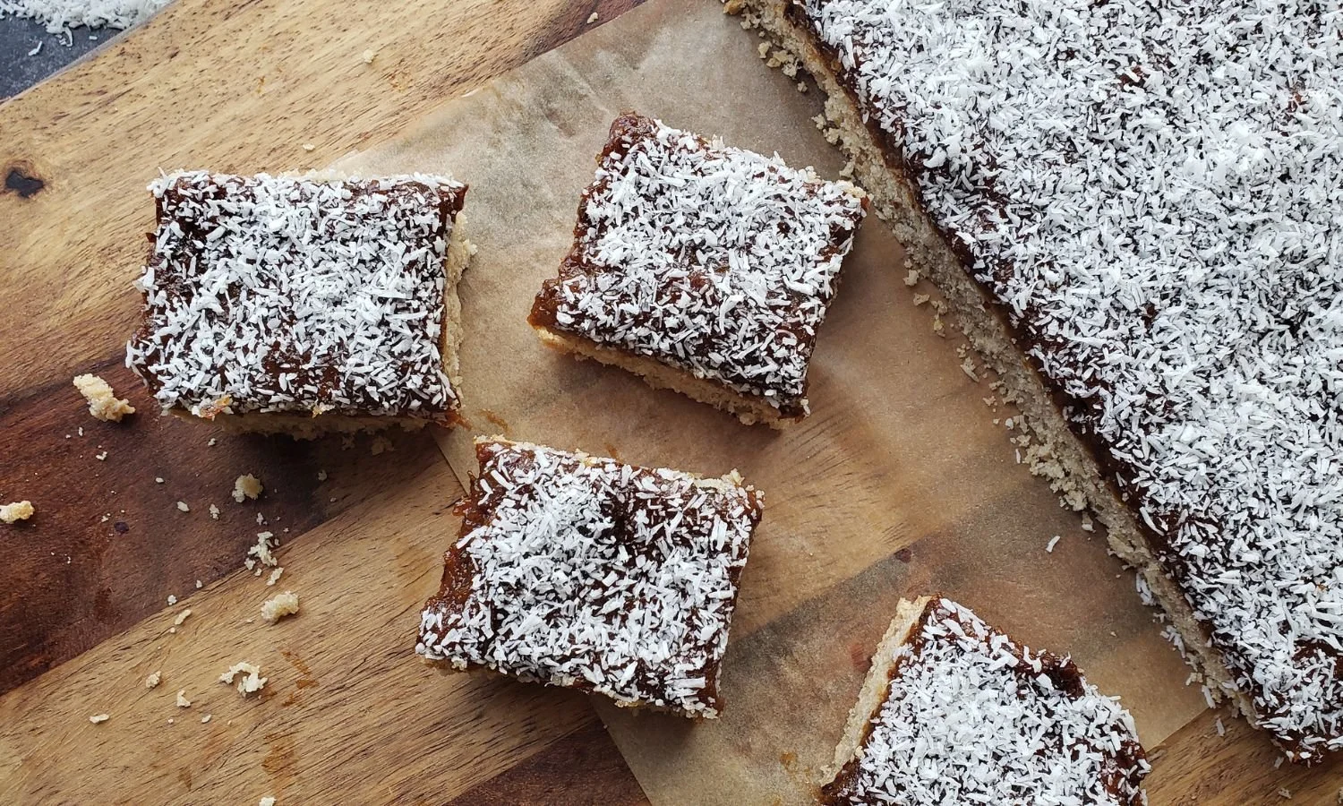 Apricot  and Plum Coconut Bars on cutting board