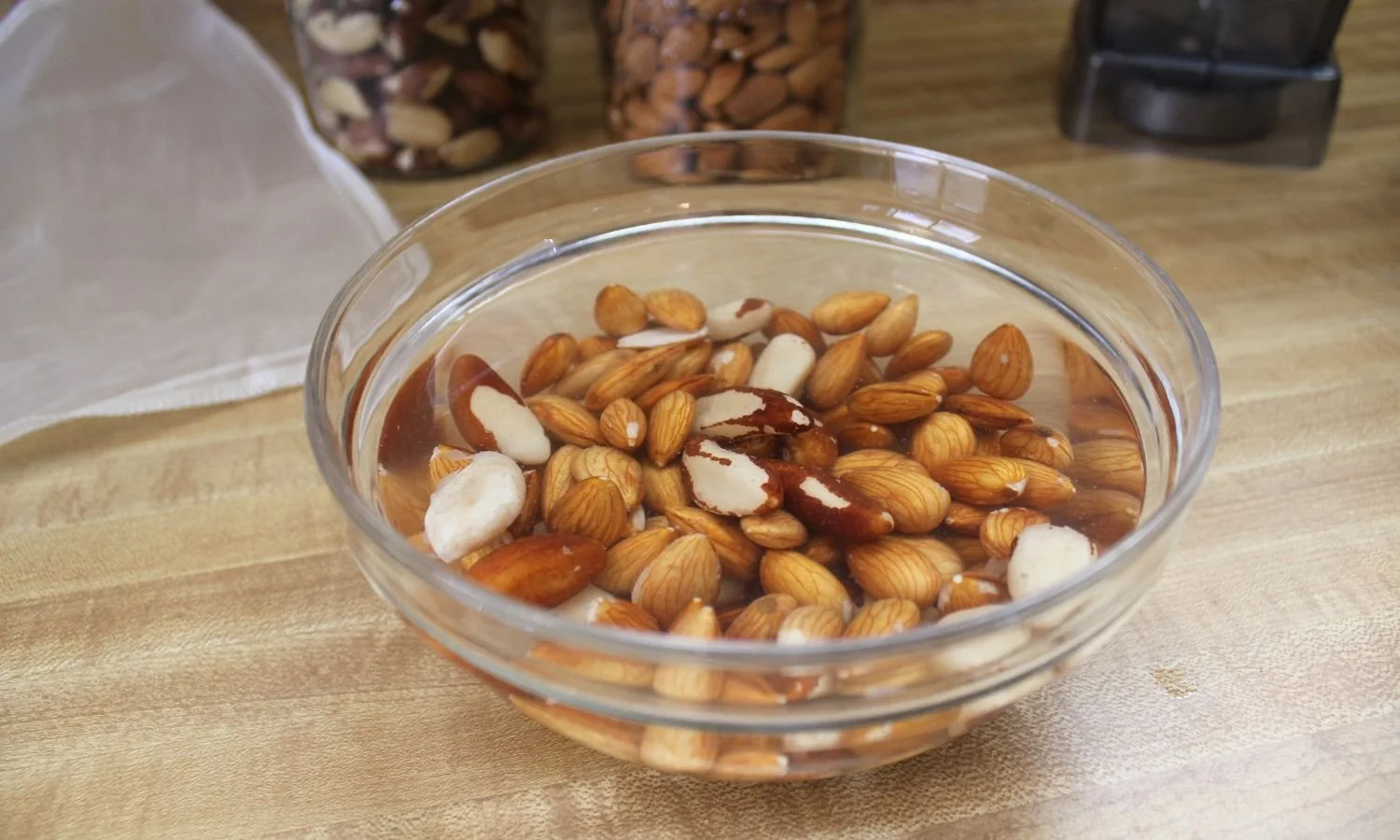 bowl of soaking nuts for almond milk