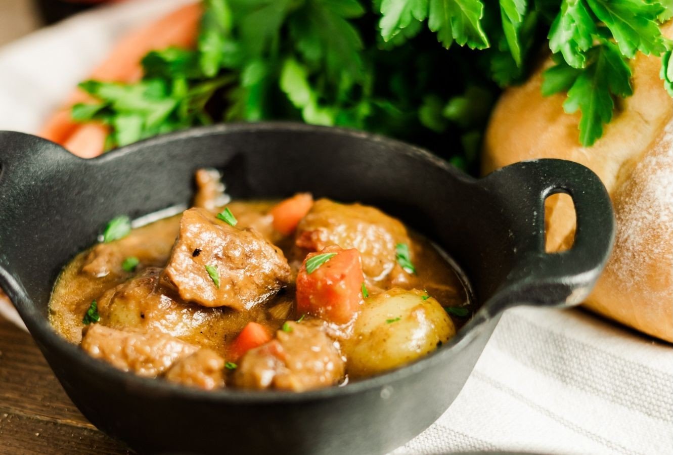gluten free beef stew in bowl