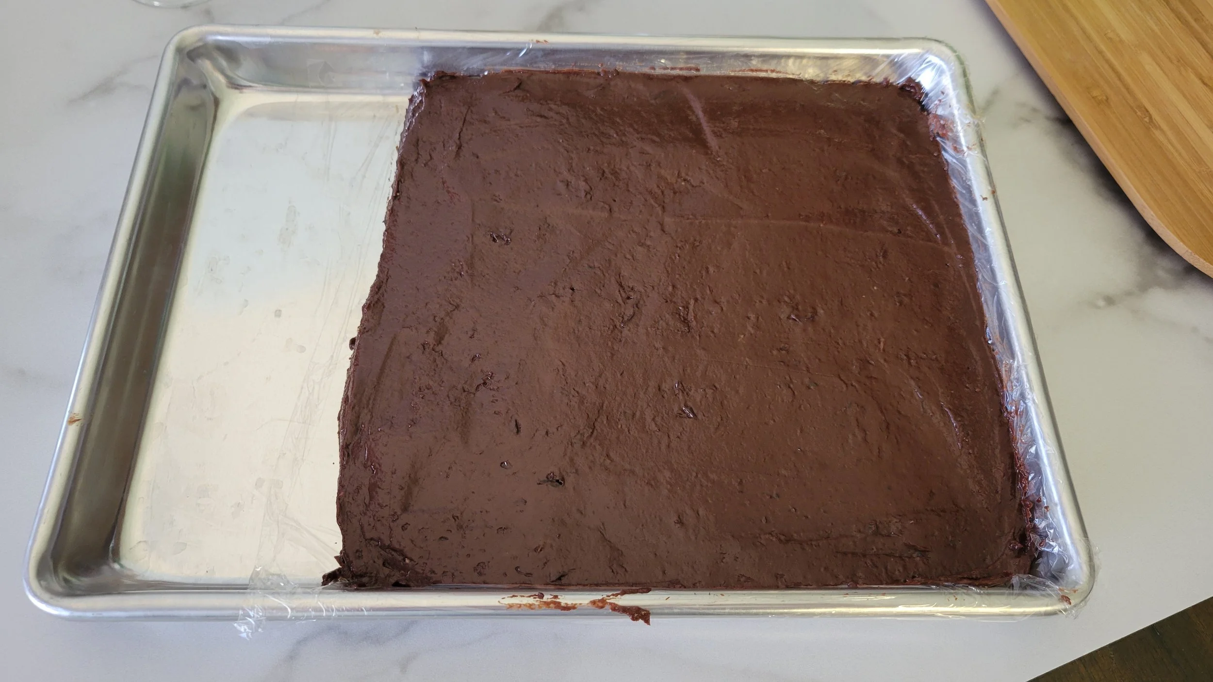 fruity chocolate fudge in sheet pan
