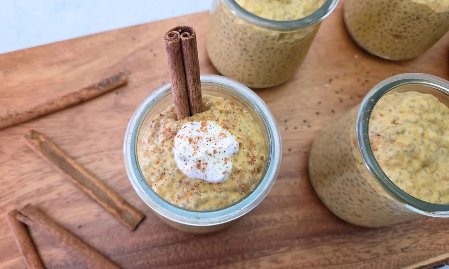 Pumpkin chia pudding in jars