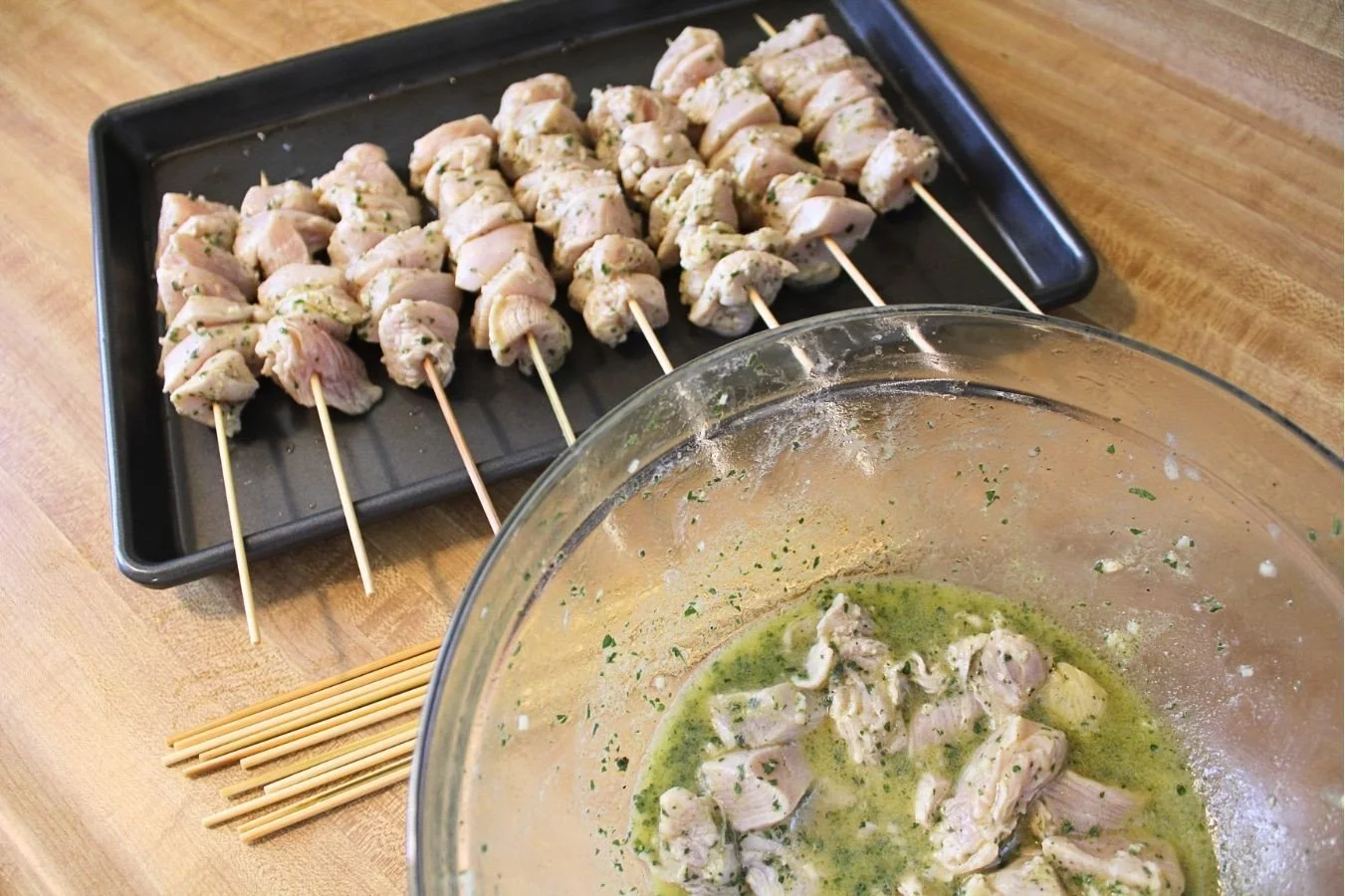 Chicken Souvlaki pieces on Skewers