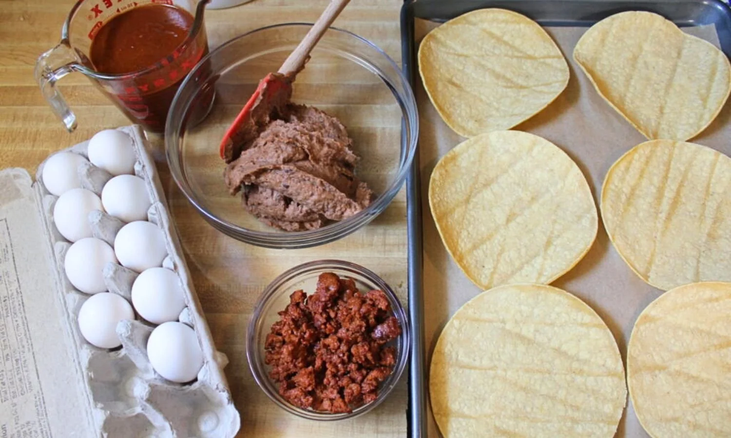 ingredients for individual huevos rancheros