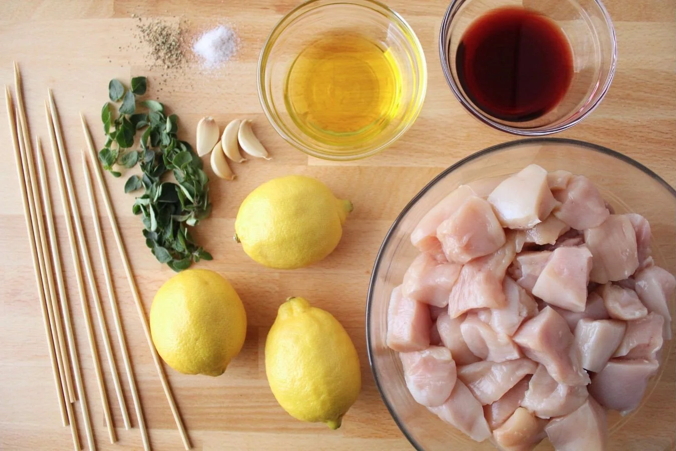 ingredients for Grilled Chicken Souvlaki Skewers