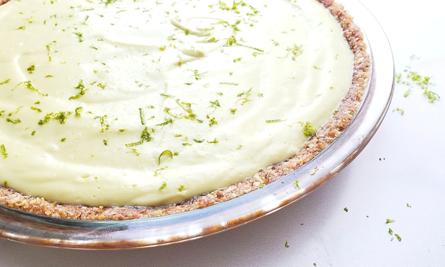 Creamy lime cheesecake with nut crust