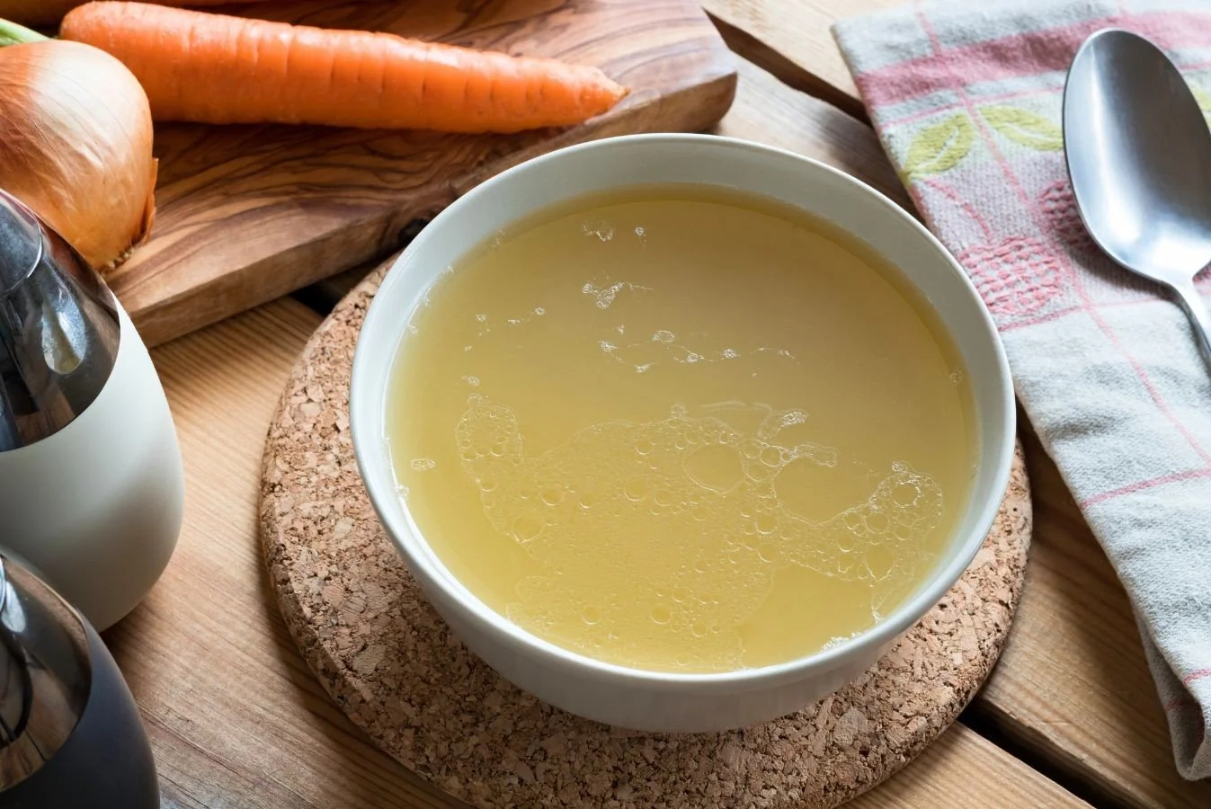 chicken stock from scratch in bowl