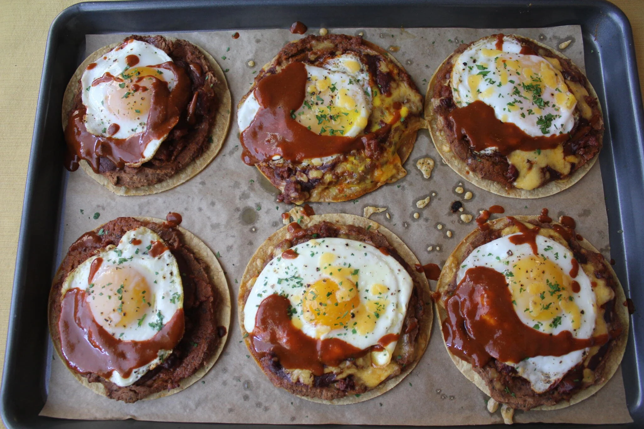 Individual Huevos Rancheros on tray