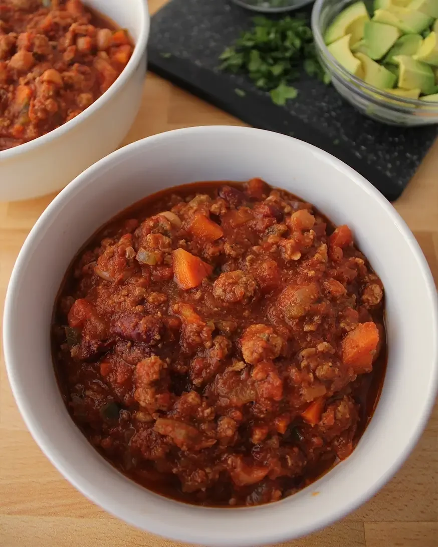 bowl of big batch red chili