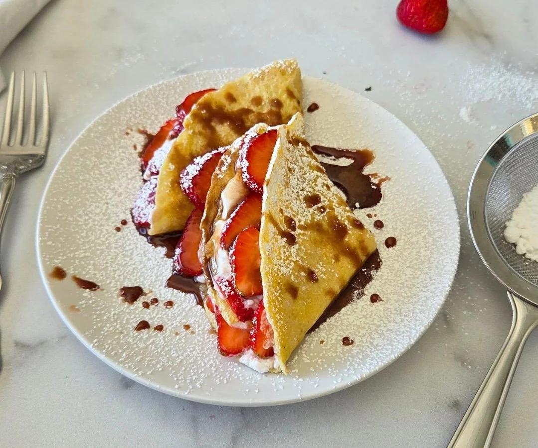 strawberry stuffed coconut flour crepes