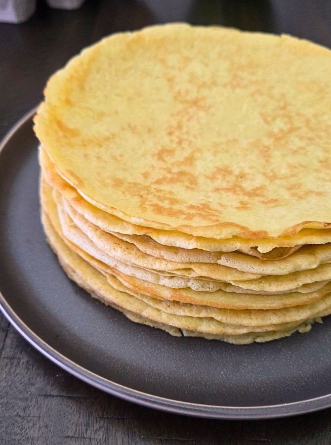 stack of coconut flour crepes