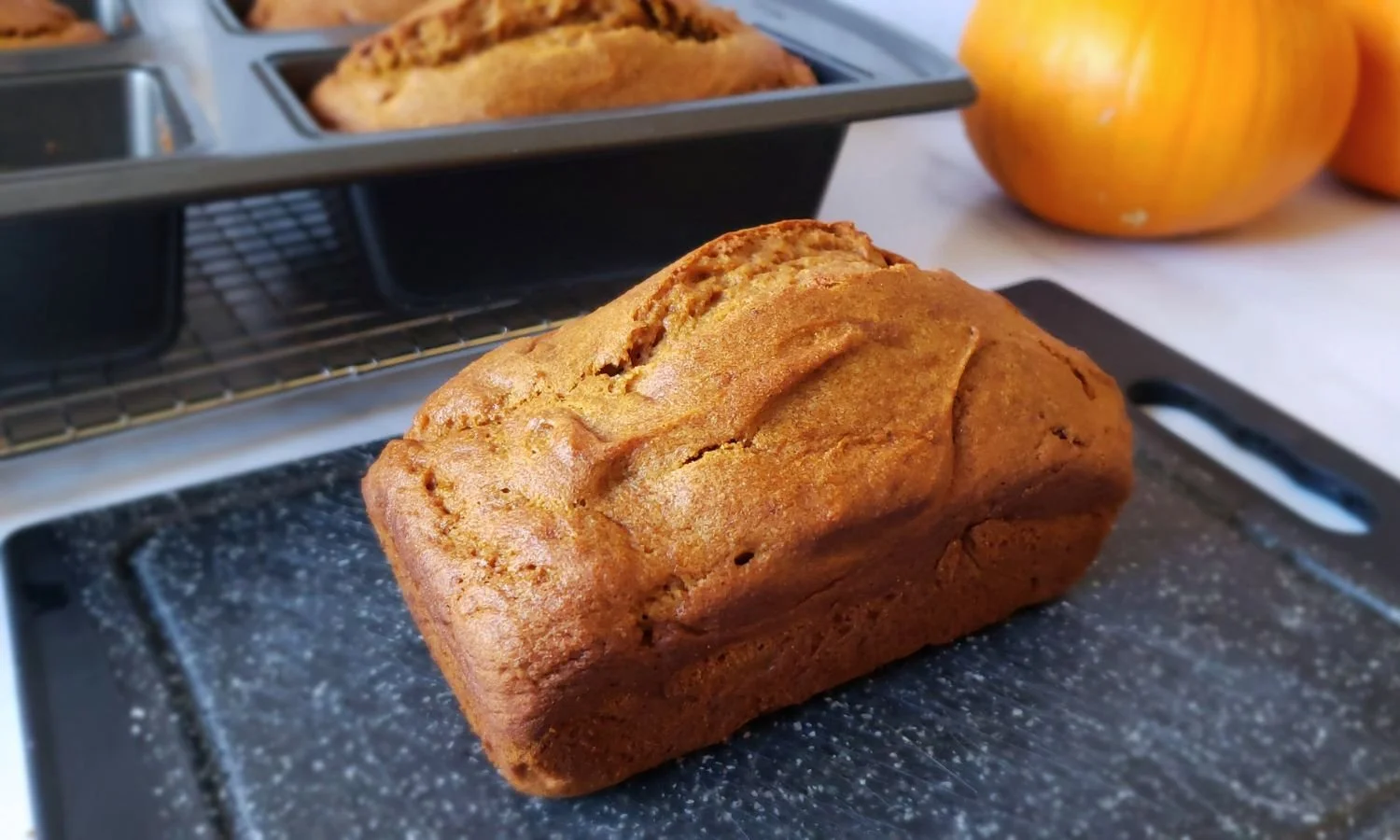 gluten free pumpkin bread on cutting board
