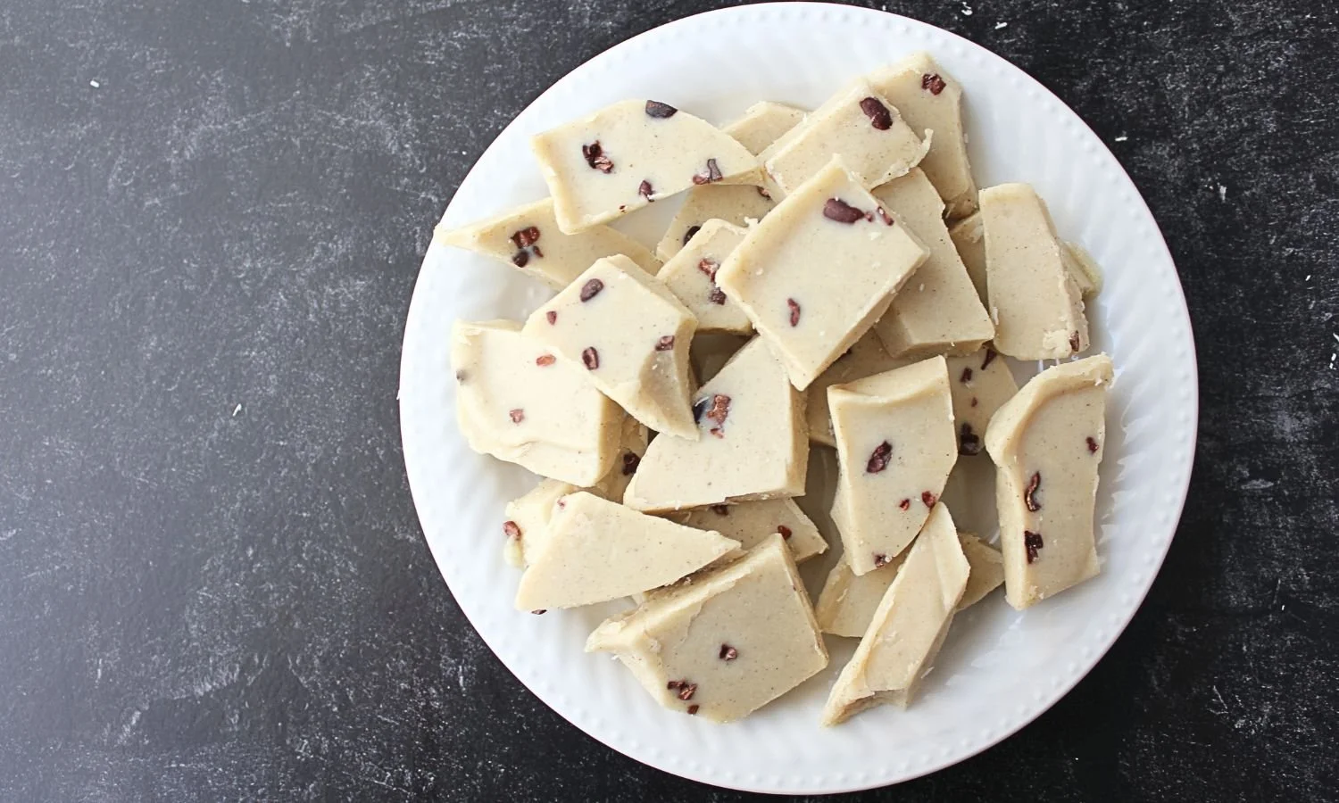 macadamia coconut bark pieces on plate