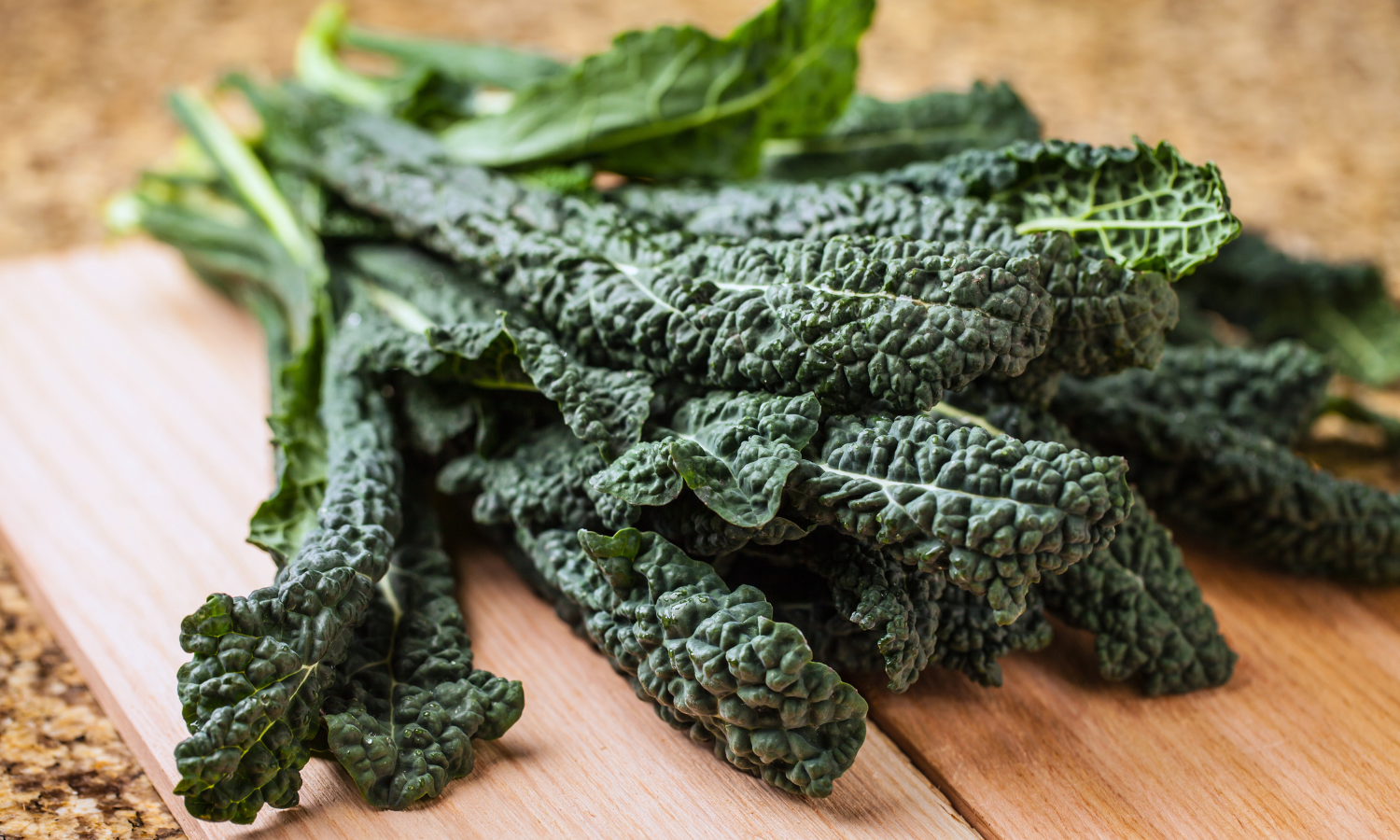 dino kale on cutting board