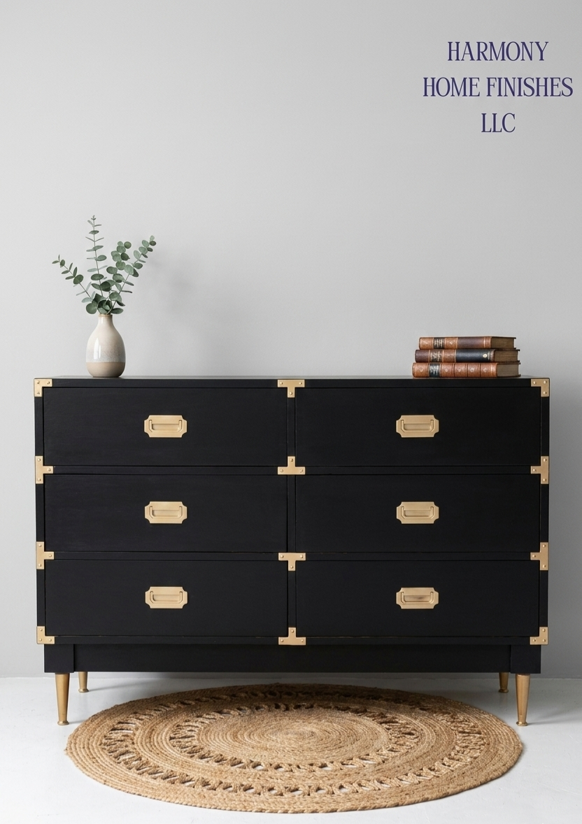 black matte campaign style dresser