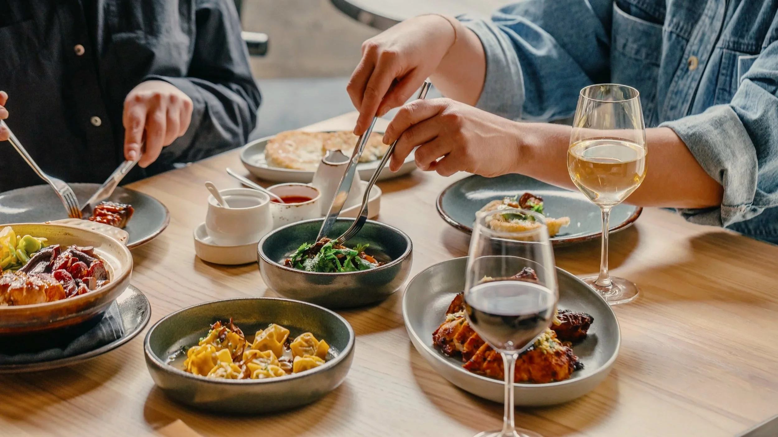 Set dinner table at a Ripe Fruit restaurant concept