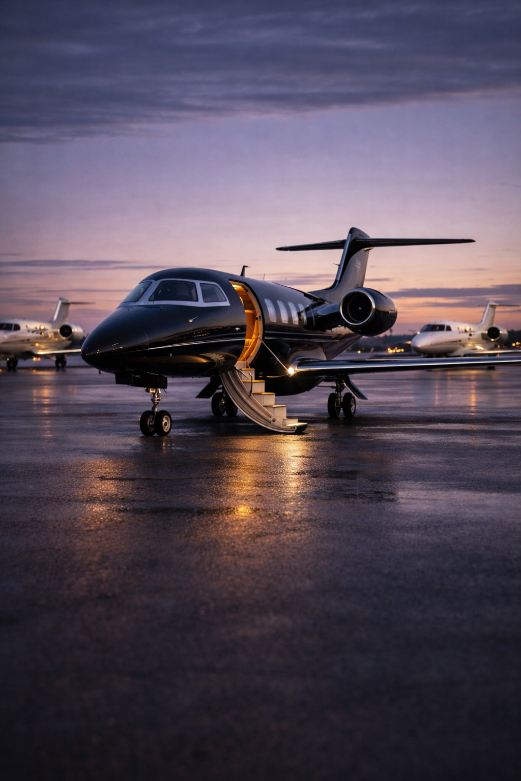 Private charter jet parked on airport ramp at Addison Airport to represent aircraft detailing services for Dallas-Fort Worth area