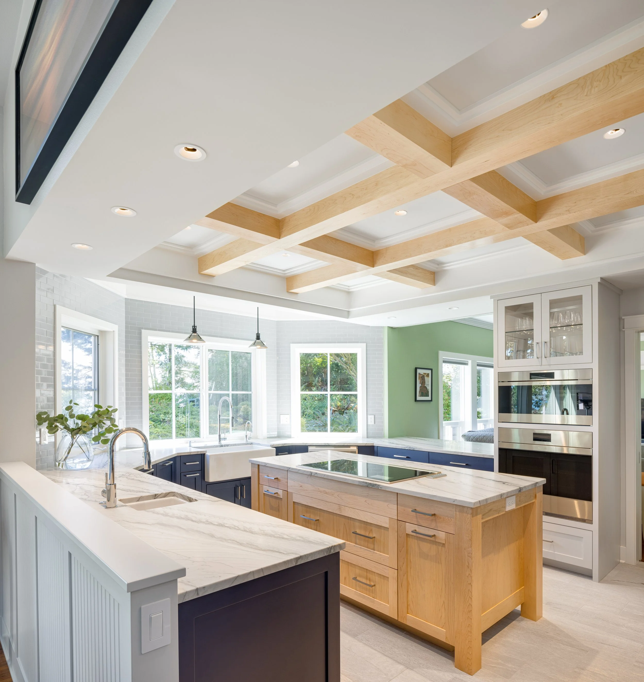 Maple and Blue Cabinetry