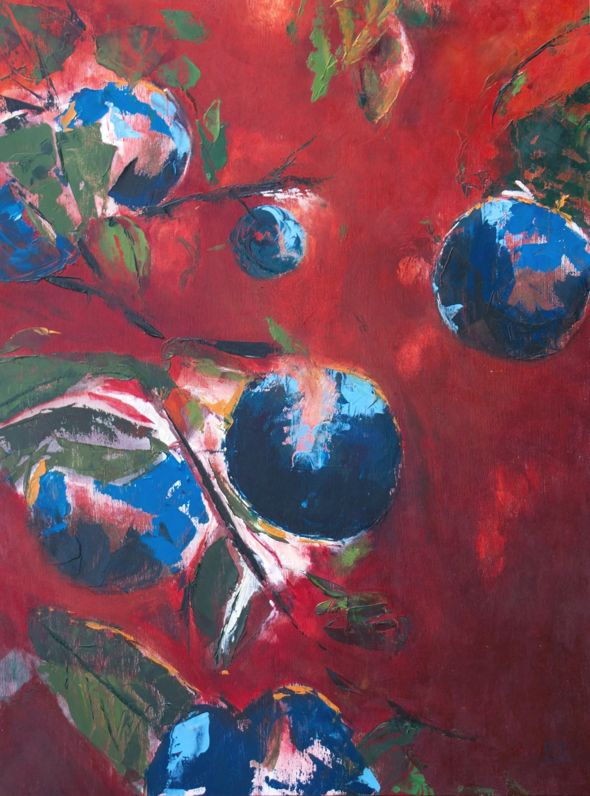 Berries, 2025, oil & wax on board, 
18x24 in.