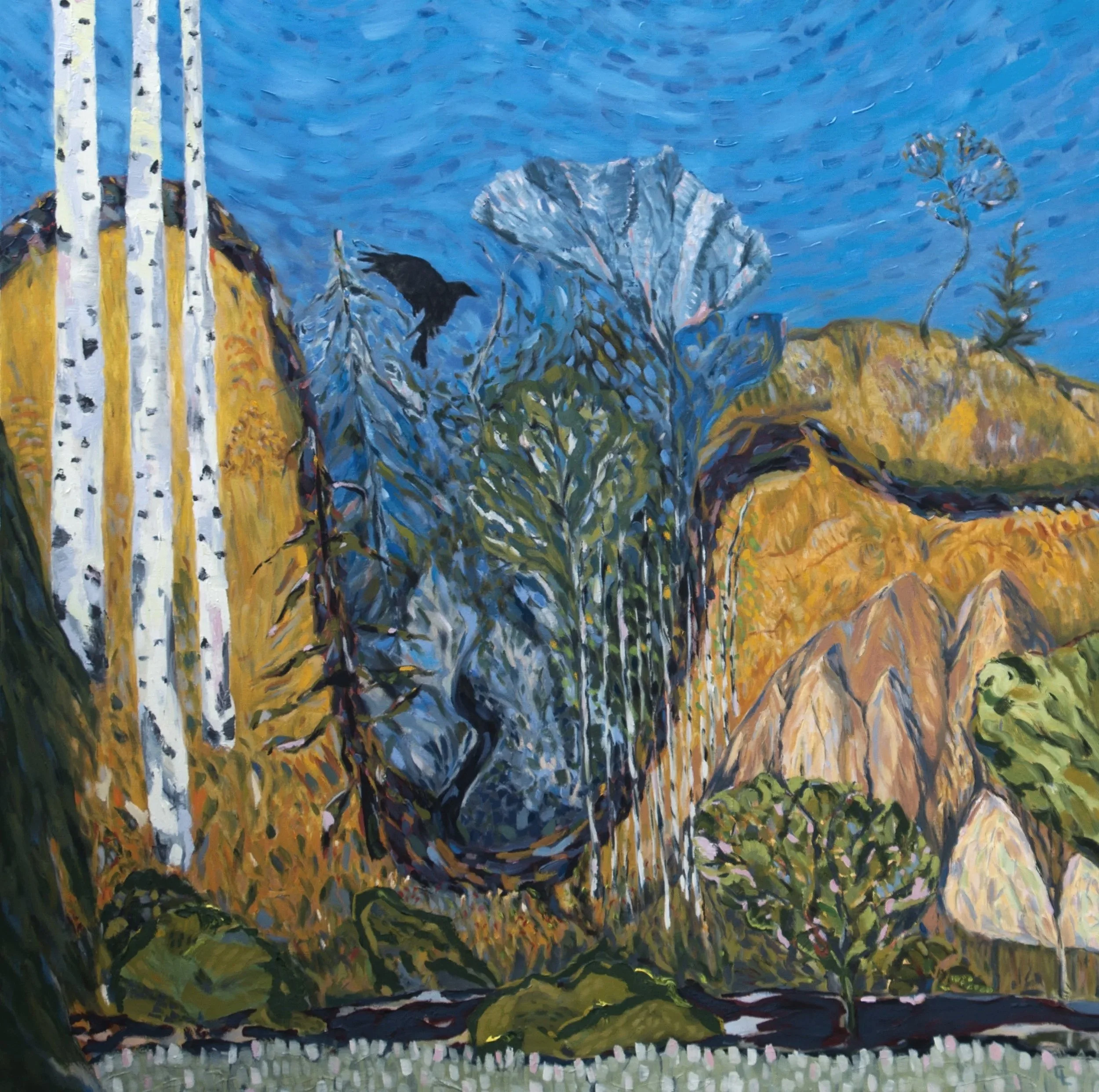 Back and Forth Through Dawson, 2024, Oil on canvas, 
36x36 in.