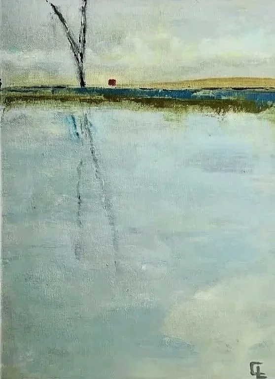 Calm, 2024, oil & cold wax on canvas, 12x16", Private Collection.