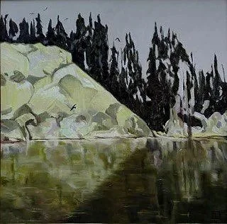 A Calm River Day, 2026, oil on board, 30X30 in.
