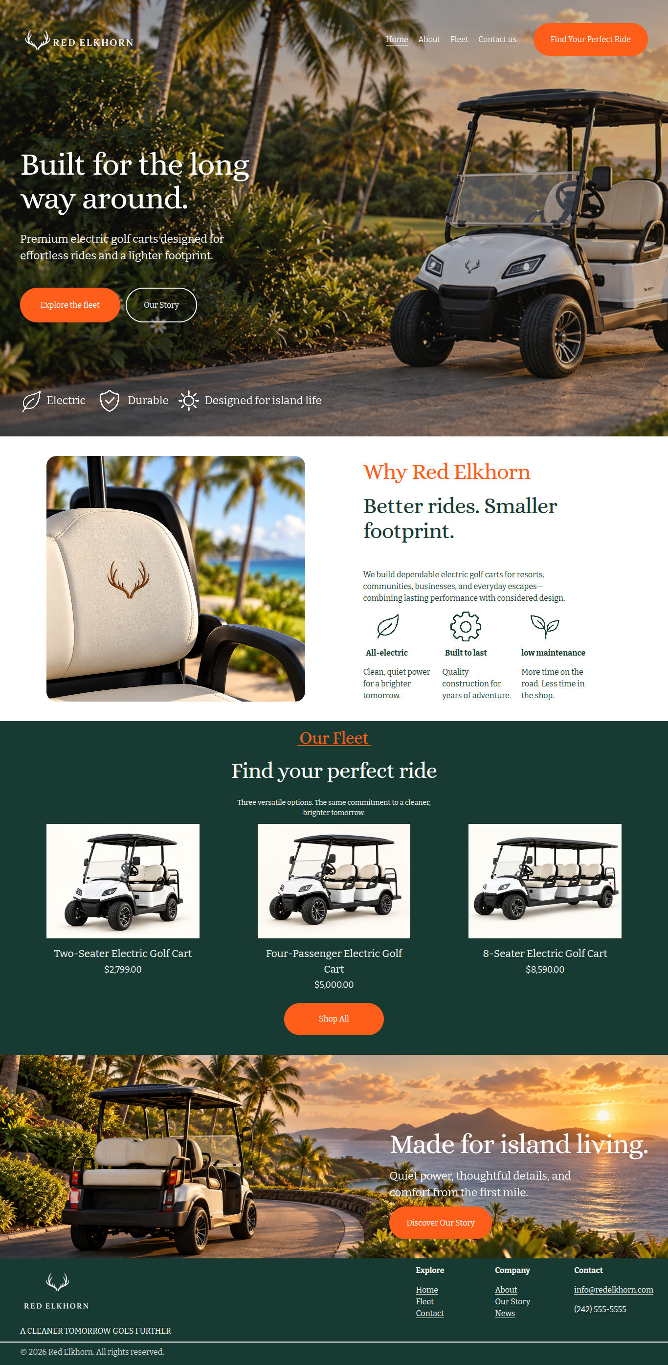 Red Elkhorn golf cart website design displayed in a portfolio showcase.