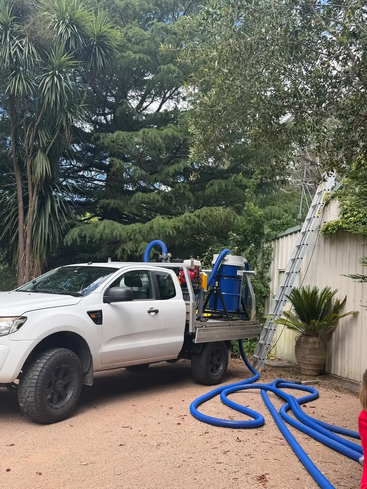 Gutter vacuum equipment set up for residential cleaning across Shoalhaven and Illawarra