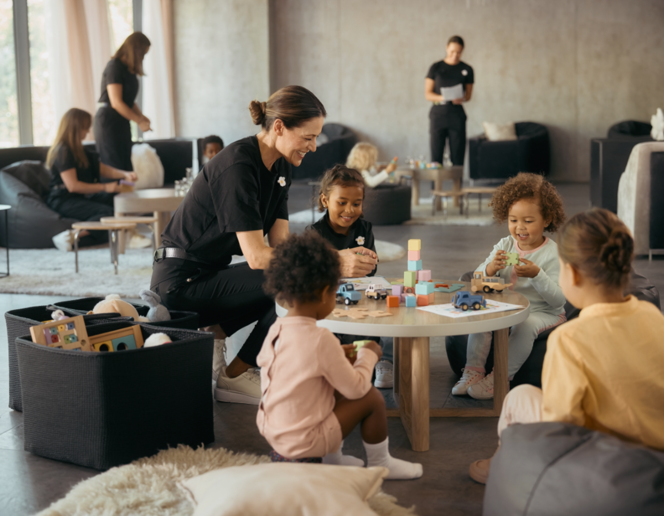 Beautifully arranged kids lounge before children arrive