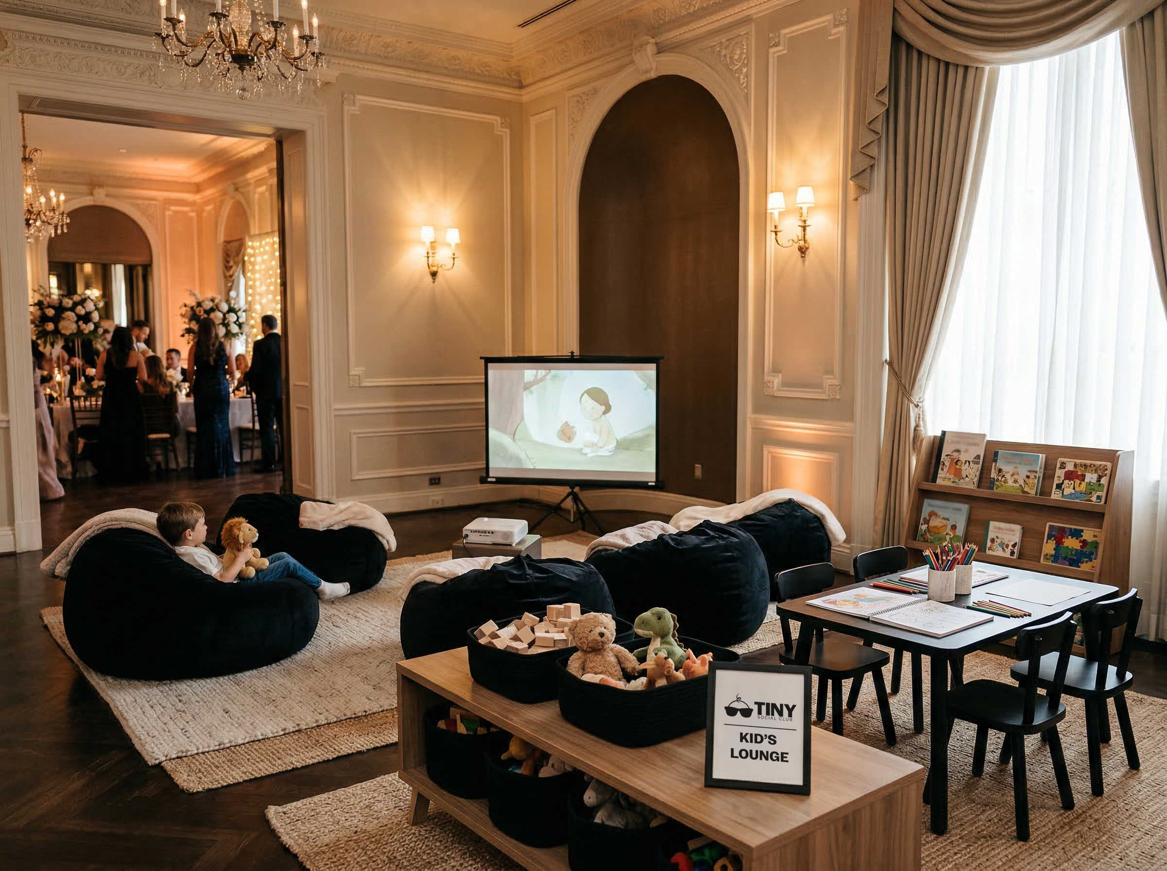 kids lounge wedding, event babysitting services