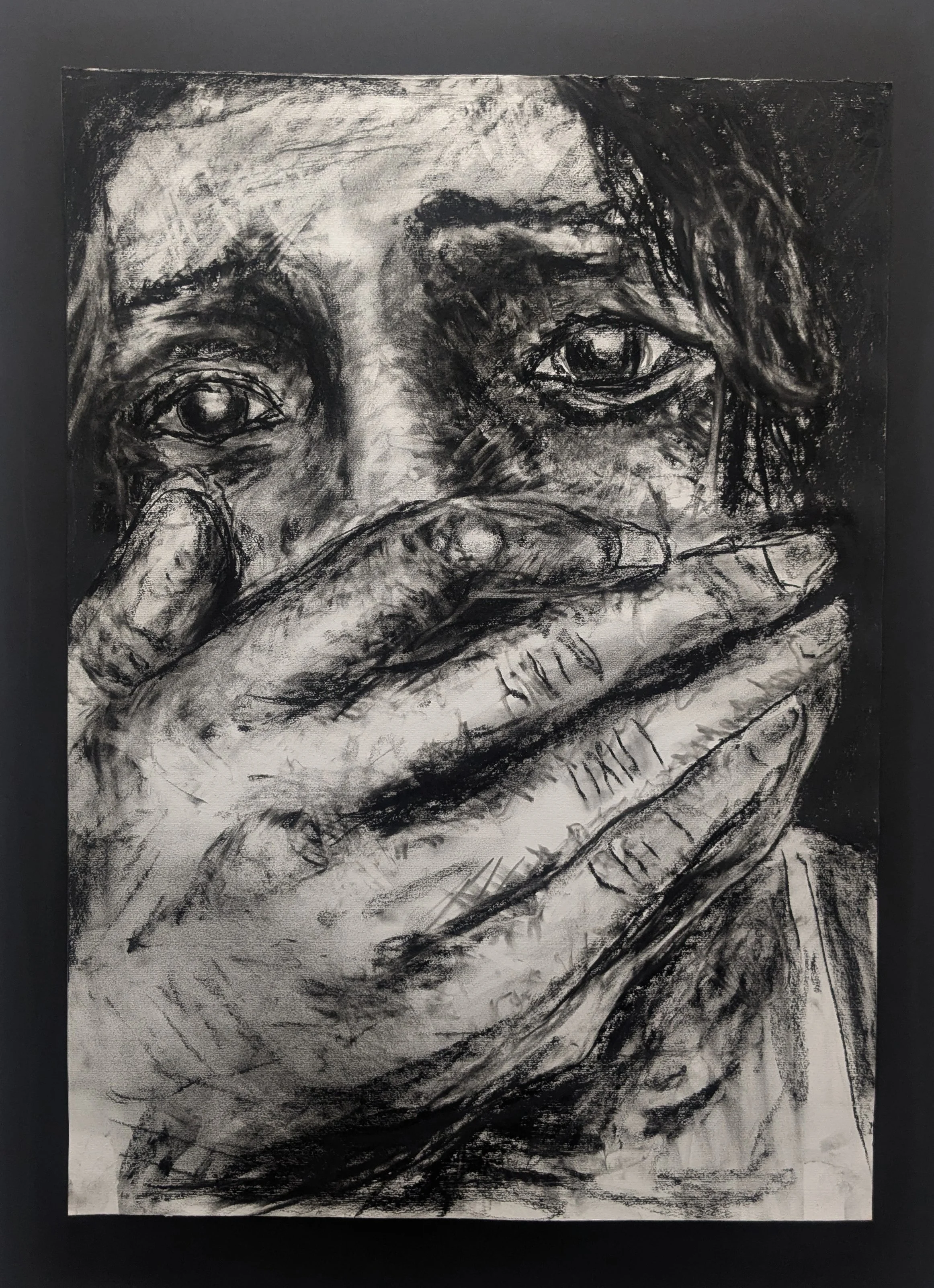 Cry, 2025, Charcoal on Paper, 59 x 84 cm