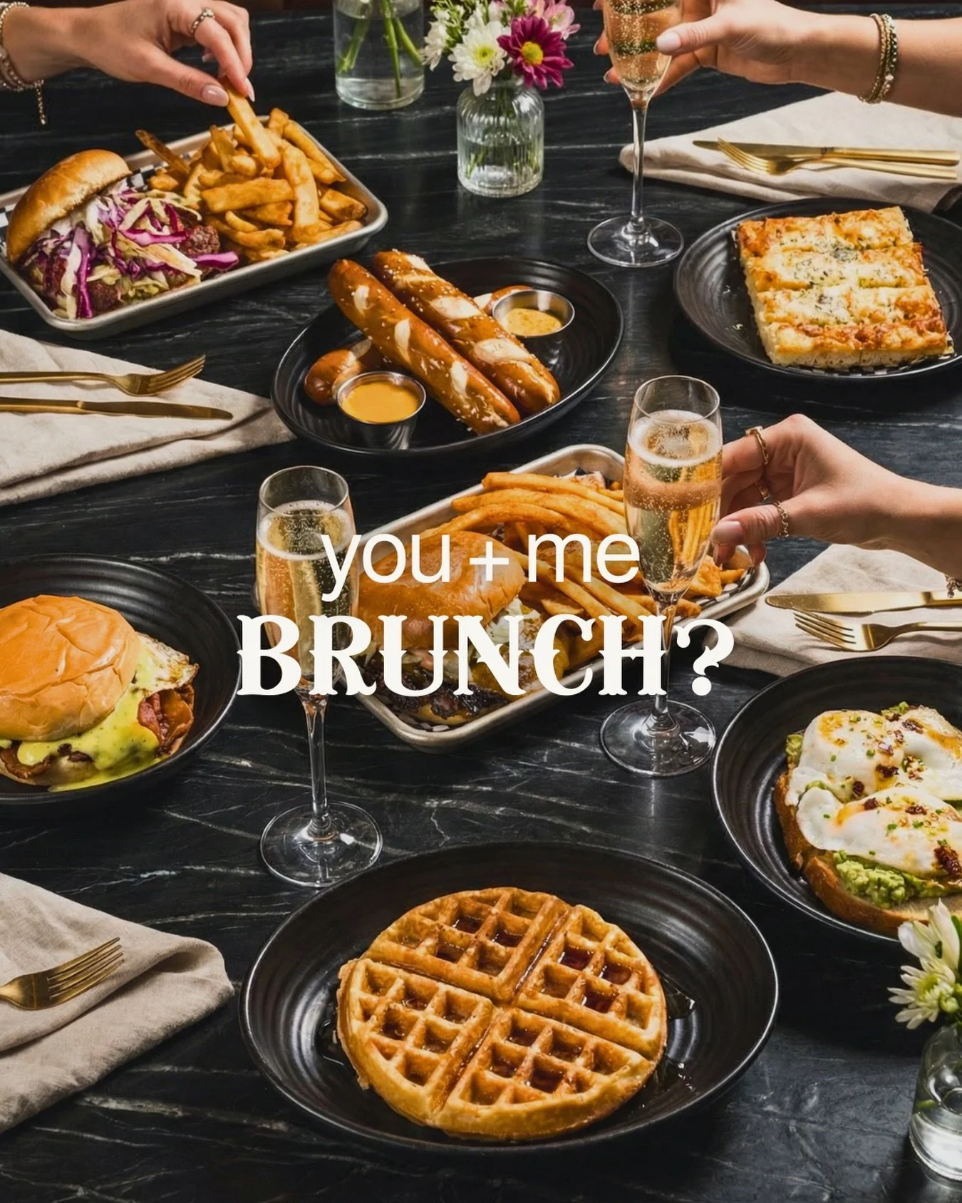 Send this to your brunch crew immediately 💅🍳🥂

Saturday the 18th = not your average brunch&hellip; we&rsquo;re going all in! We guarantee you&rsquo;ve never been to a brunch like this 👀

🍳 brunch specials
🥂 champagne towers
🎧 DJ all morning
👀