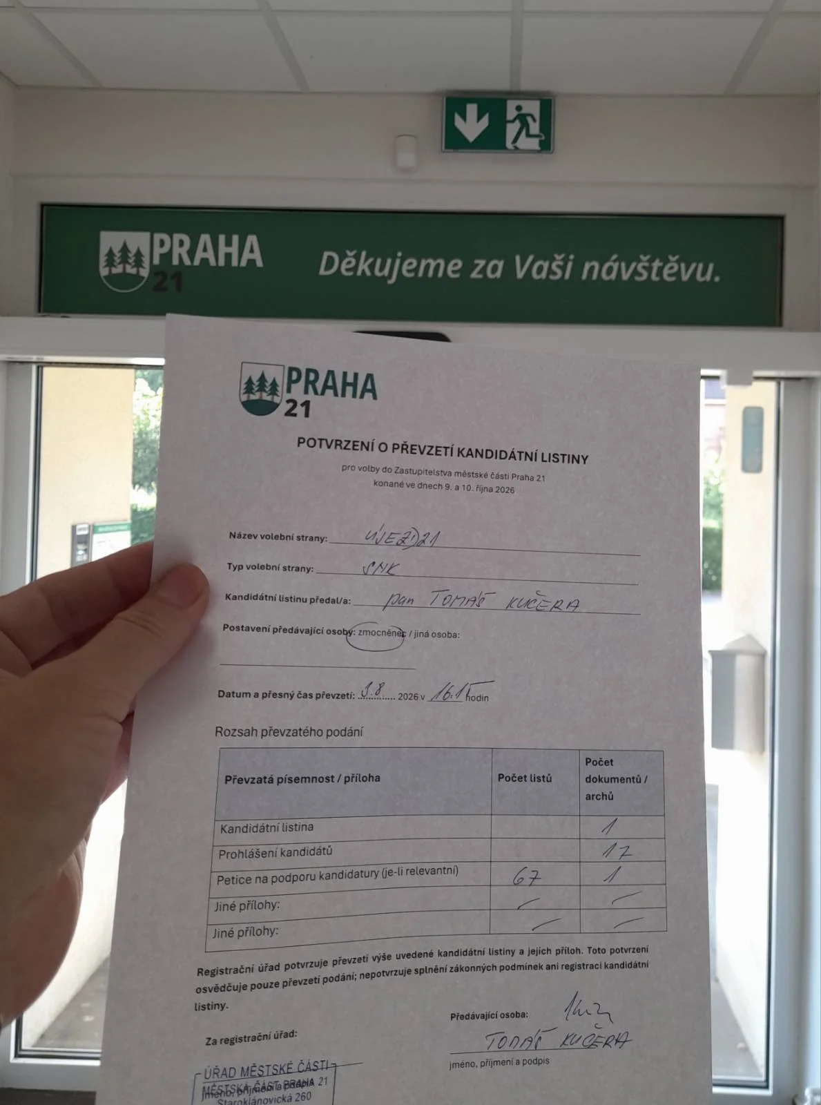 Nesehnali jsme všechny podpisy. Ale máme naději, že to dáme