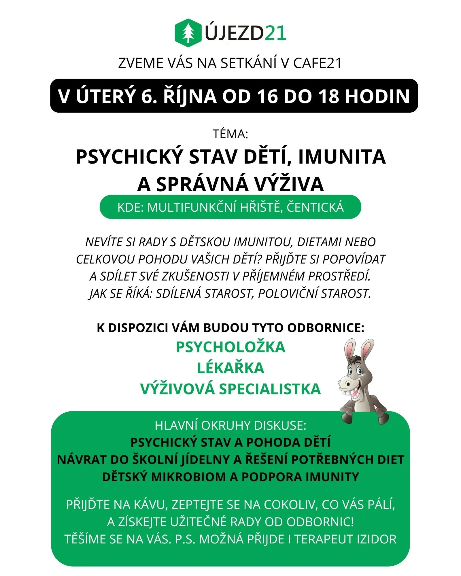 Cafe21 na téma: Psychický stav dětí, imunita a správná výživa (úterý 6. 10 od 16 hodin)