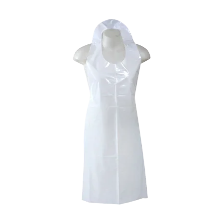 White disposable apron on a mannequin
