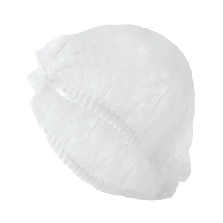Close-up of a white hair cap/net with elastic edges.