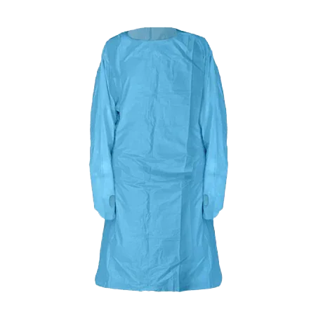 Blue general purpose gown or protective gown with thumbloop.