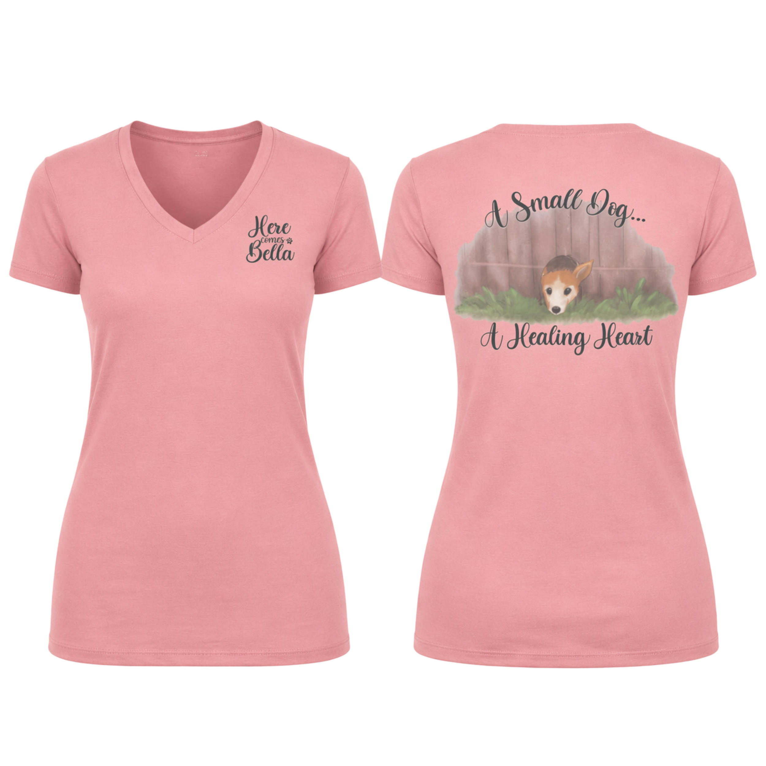 PRE-ORDER: Here Comes Bella – “A Small Dog… A Healing Heart” Tee