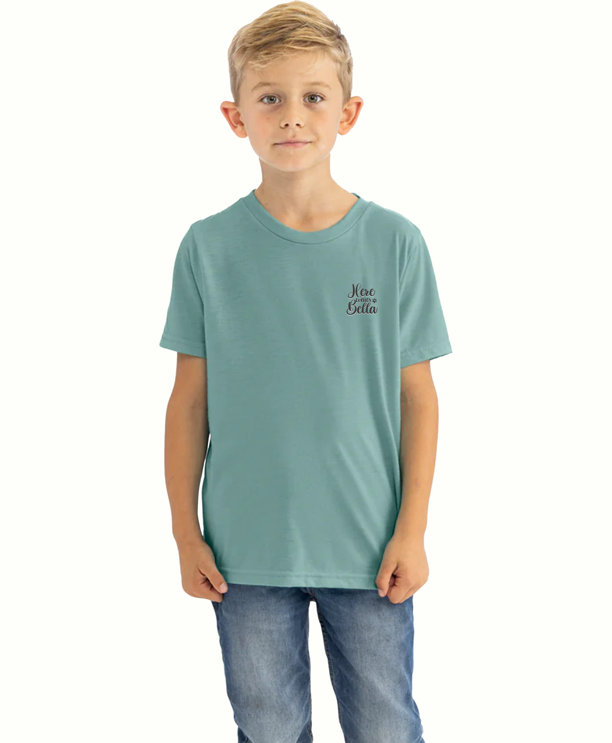 Here Comes Bella T-Shirt Boys Model Mockup Front.png