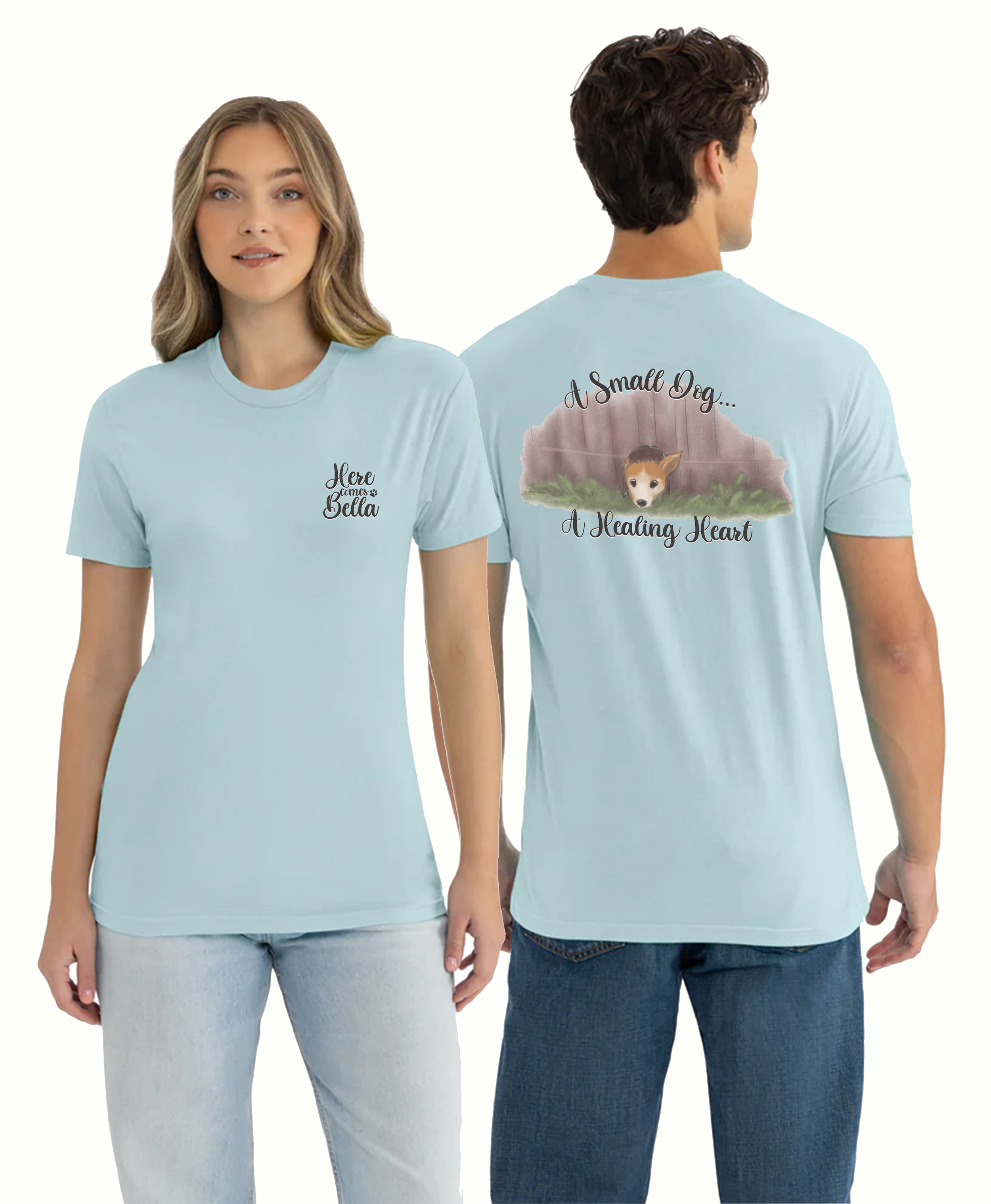 Here Comes Bella T-Shirt Unisex Model Mockup.png