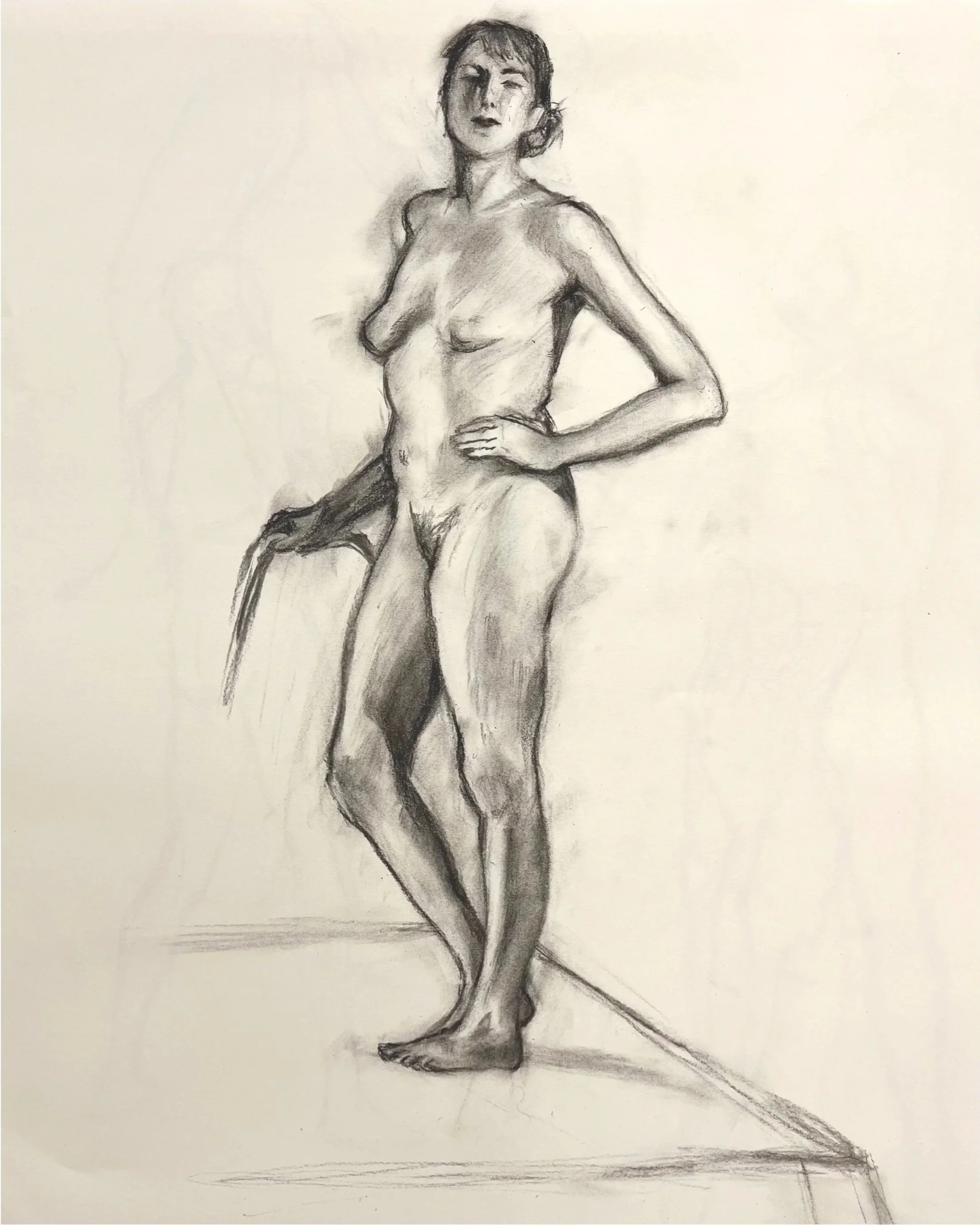 Rose, 2023, charcoal on paper, 24" x 18"