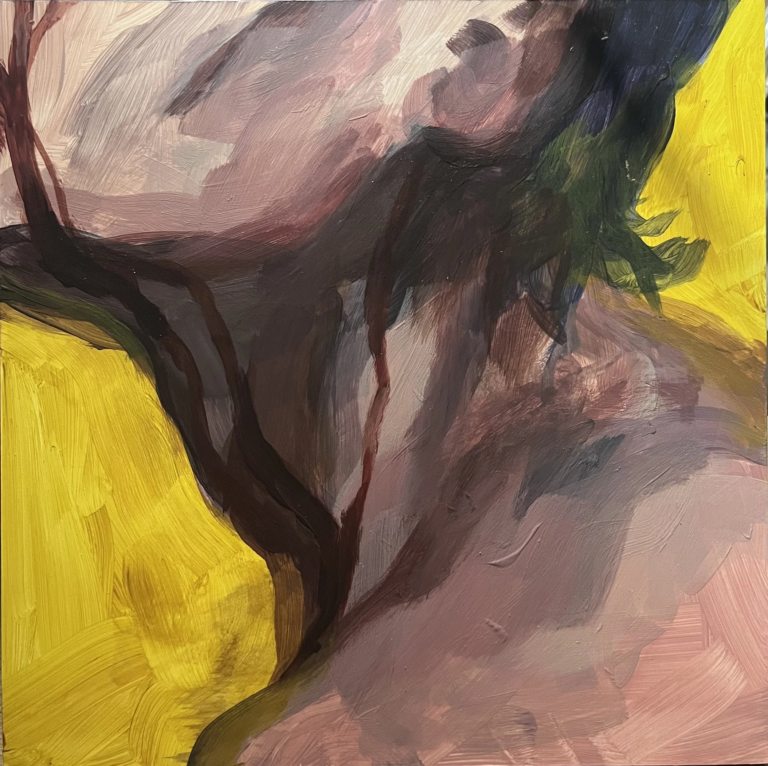 spill, 2023, acrylic on panel, 6" x 6"