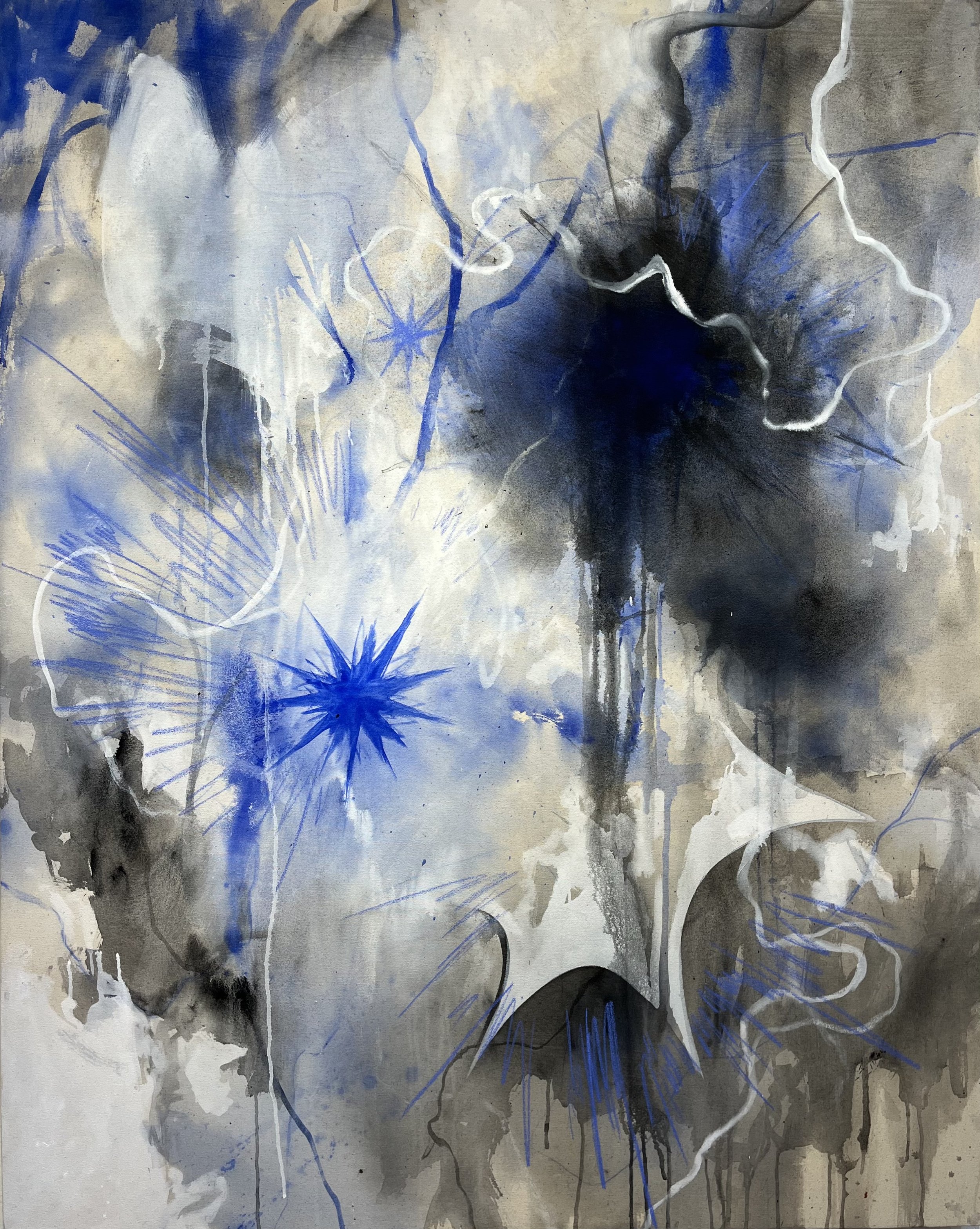 Fear of God, 2024, flashe and pastel on canvas, 60" x 48"