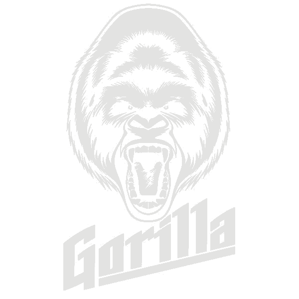 Ein schwarzes Shirt mit einem weißen Walrossgesicht und dem Text "GORILLA" darunter.