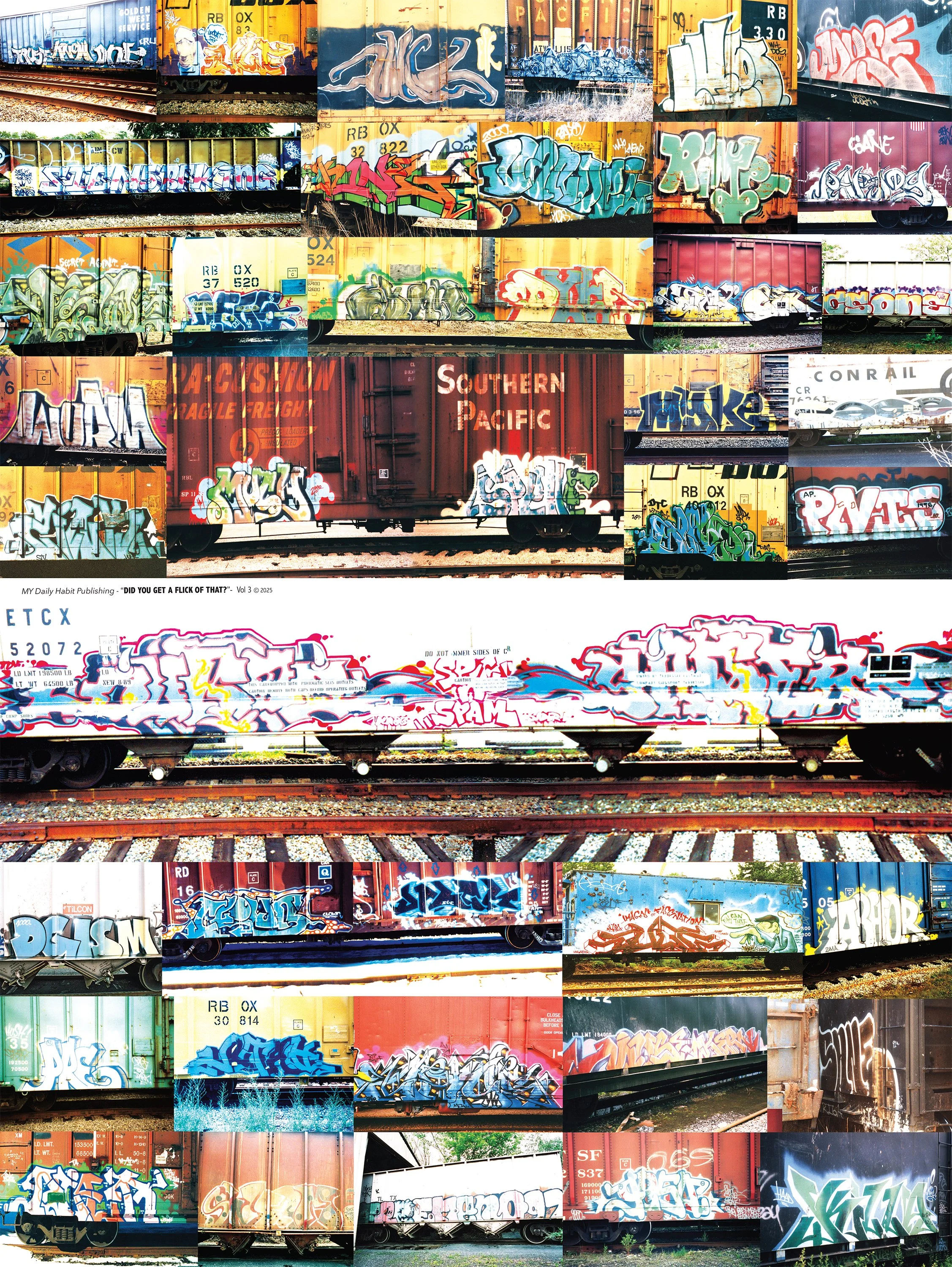 24 inch by 18 inch poster featuring Freight Train Graffiti from Volume 3 of Did You Get A Flick Of That?