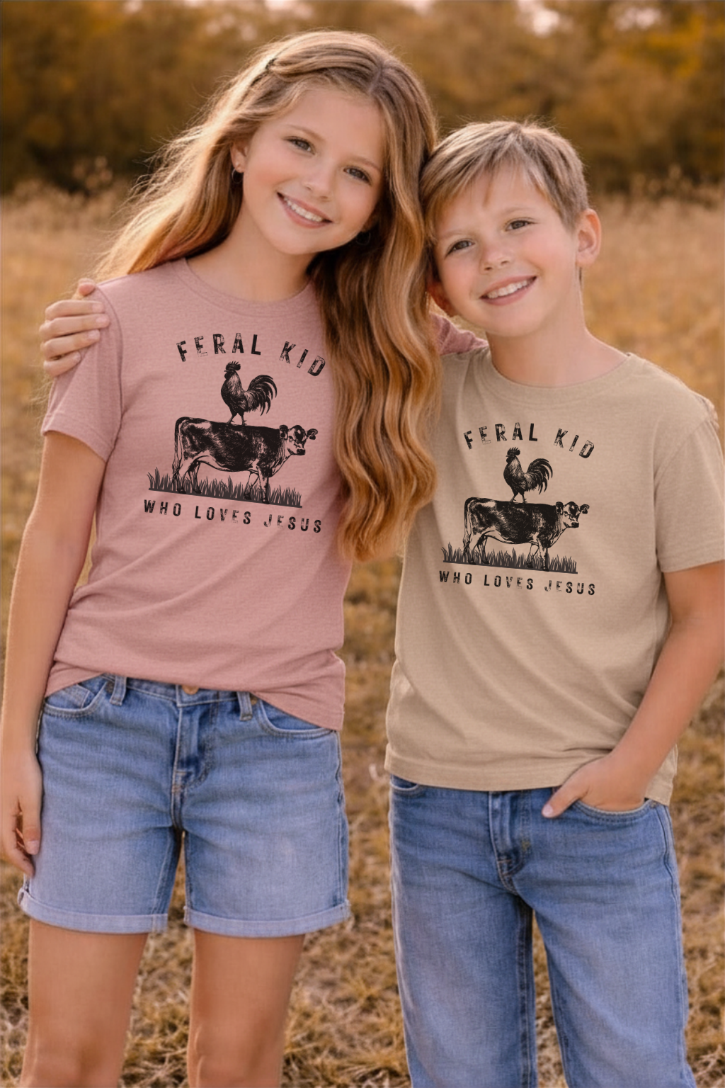 Feral Kid Who Loves Jesus Shirt – Kids Christian Tee, Funny Farm Kid Shirt, Country Kids Graphic Tee, Boys & Girls Faith Shirt