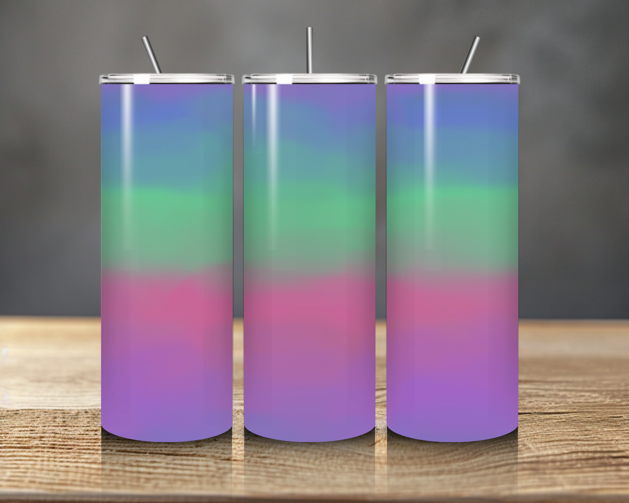 Pastel Ombre 20oz Tumbler – Rainbow Gradient Stainless Steel Travel Cup – Colorful Aesthetic Coffee Tumbler with Straw